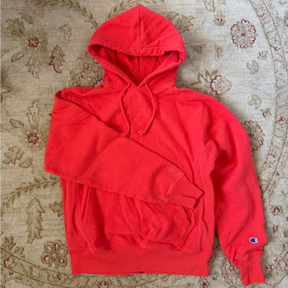 Red orange champion reverse weave hoodie